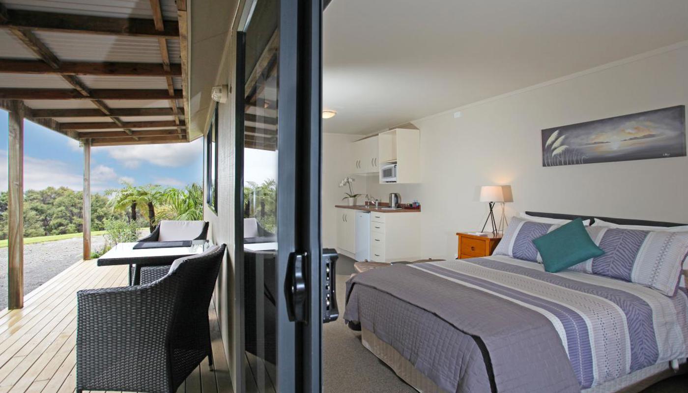 Our lovely Tui Cottage has gorgeous views from your private deck.