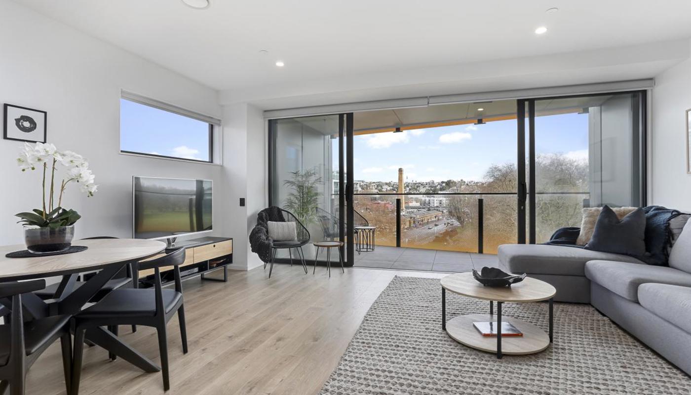 Spacious dining and living area.