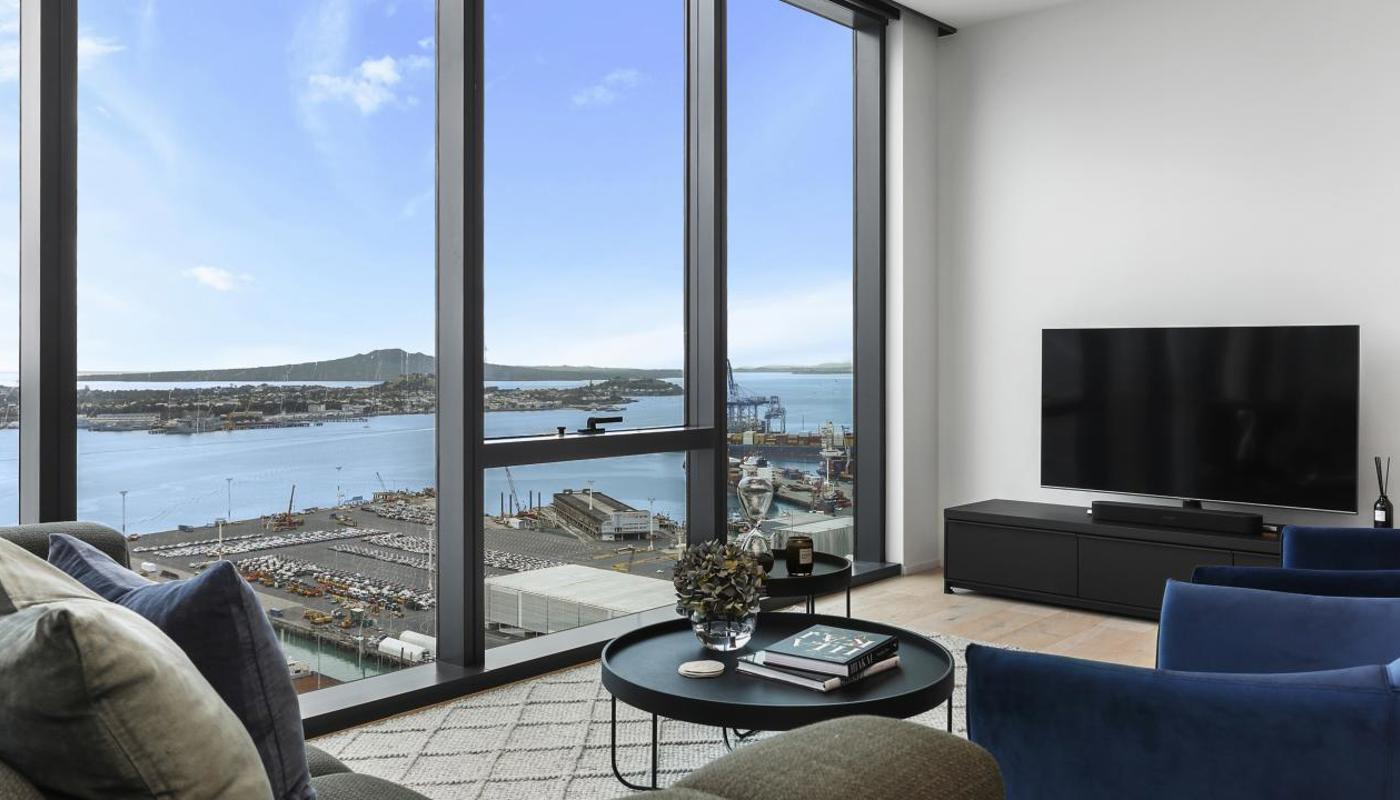 The perfect lounging spot gazing out over the harbour to Rangitoto.