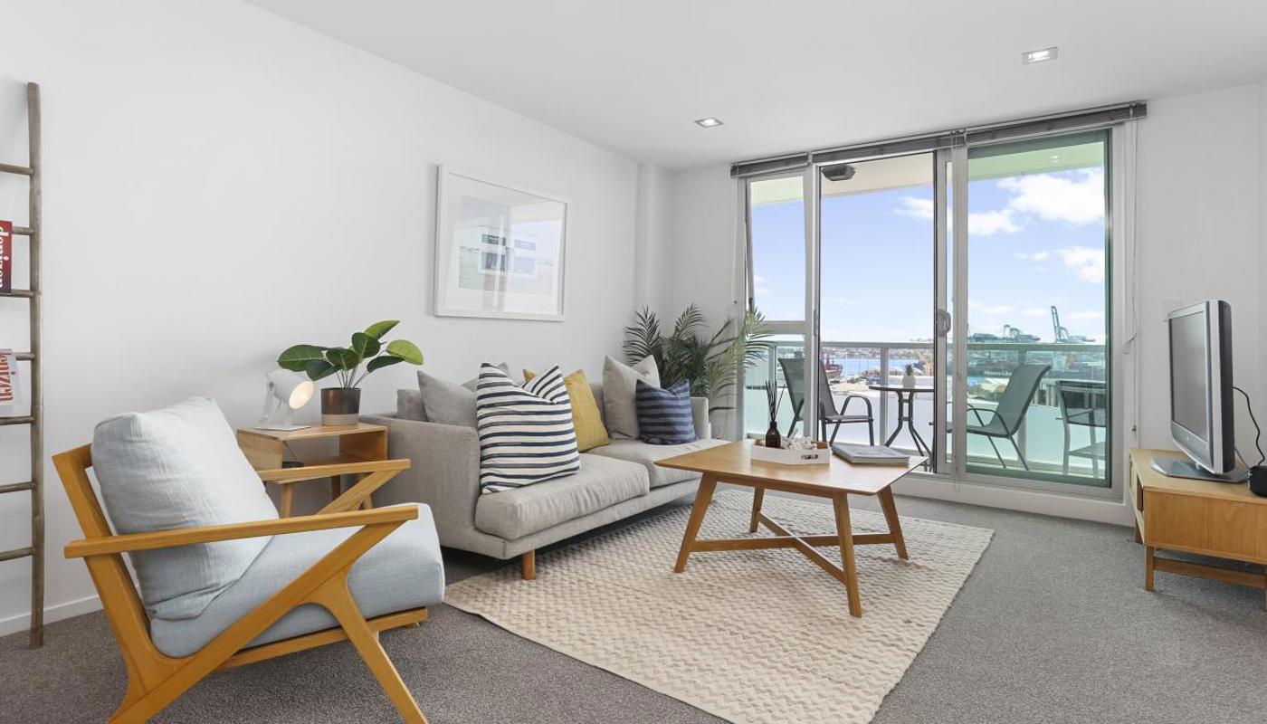Beautiful lounging area with views across the harbour.