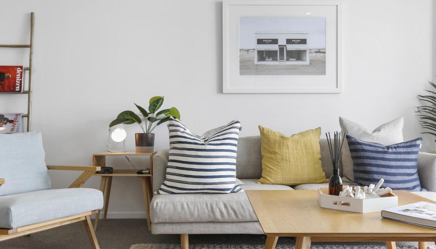 Small homely touches in the living room area.