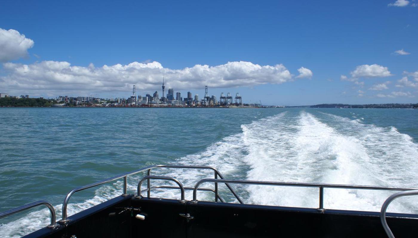 Departing Auckland on route to Motutapu Island
