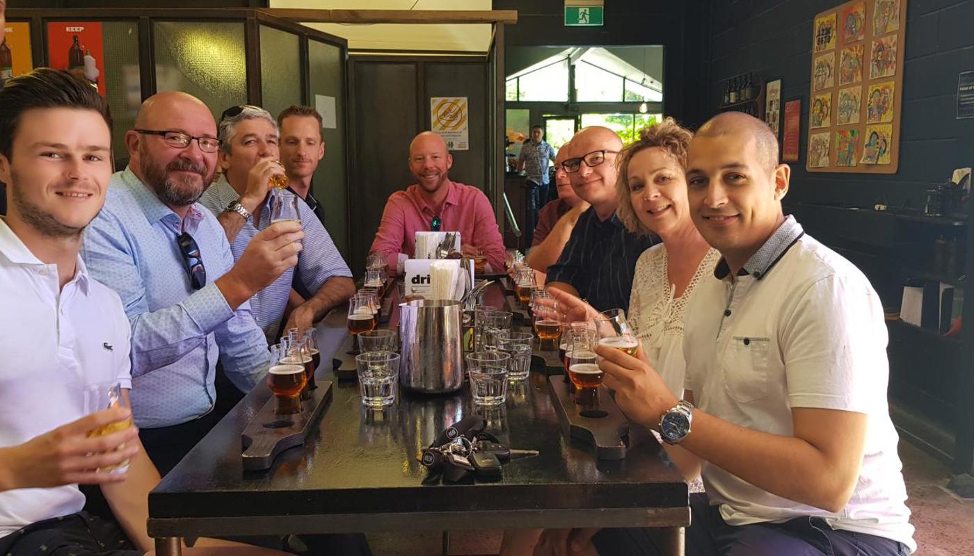 Group visiting Hallertau Brewery