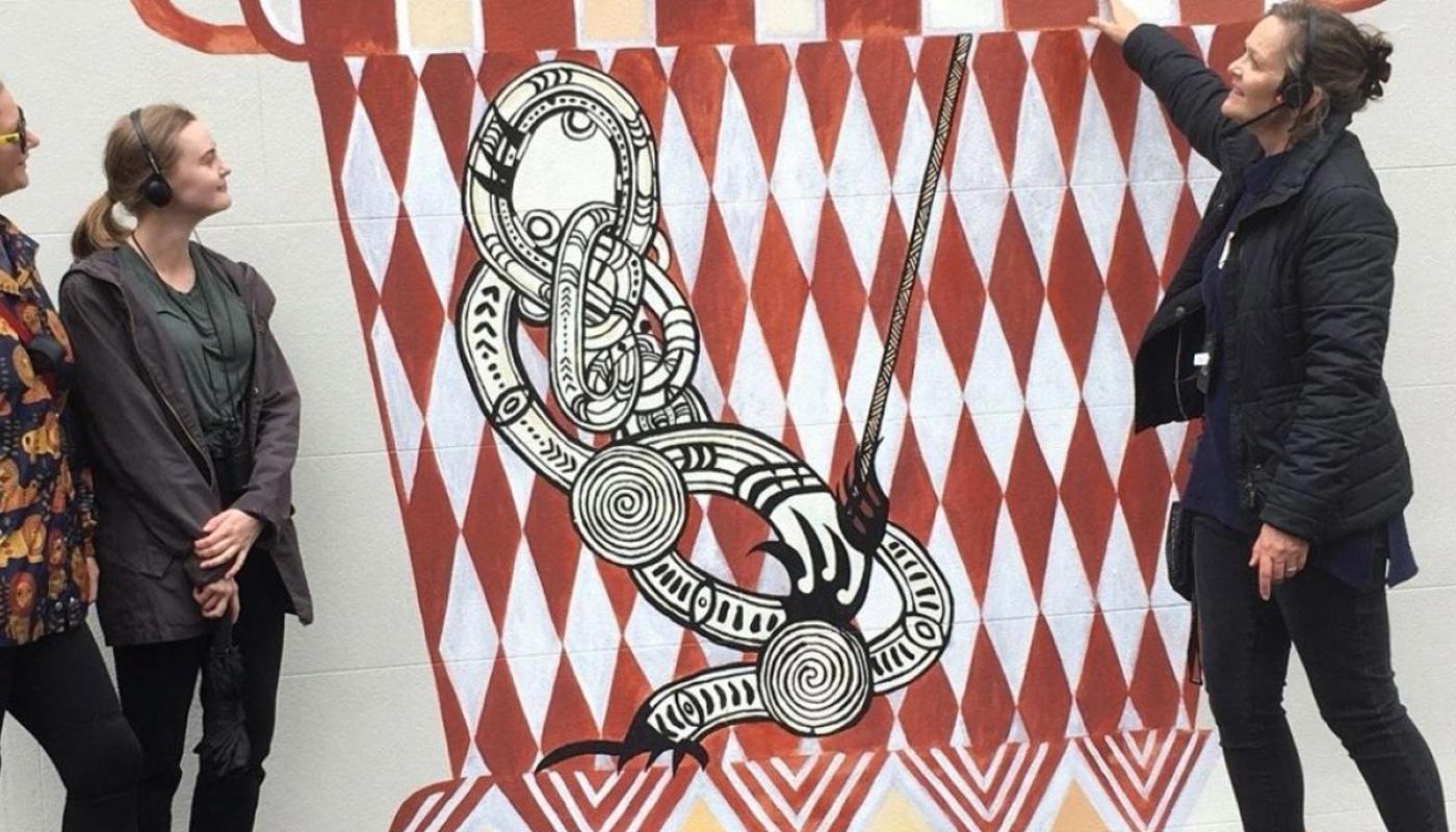Exploring Shane Cotton's 'Maunga' in the heart of Auckland's CBD.