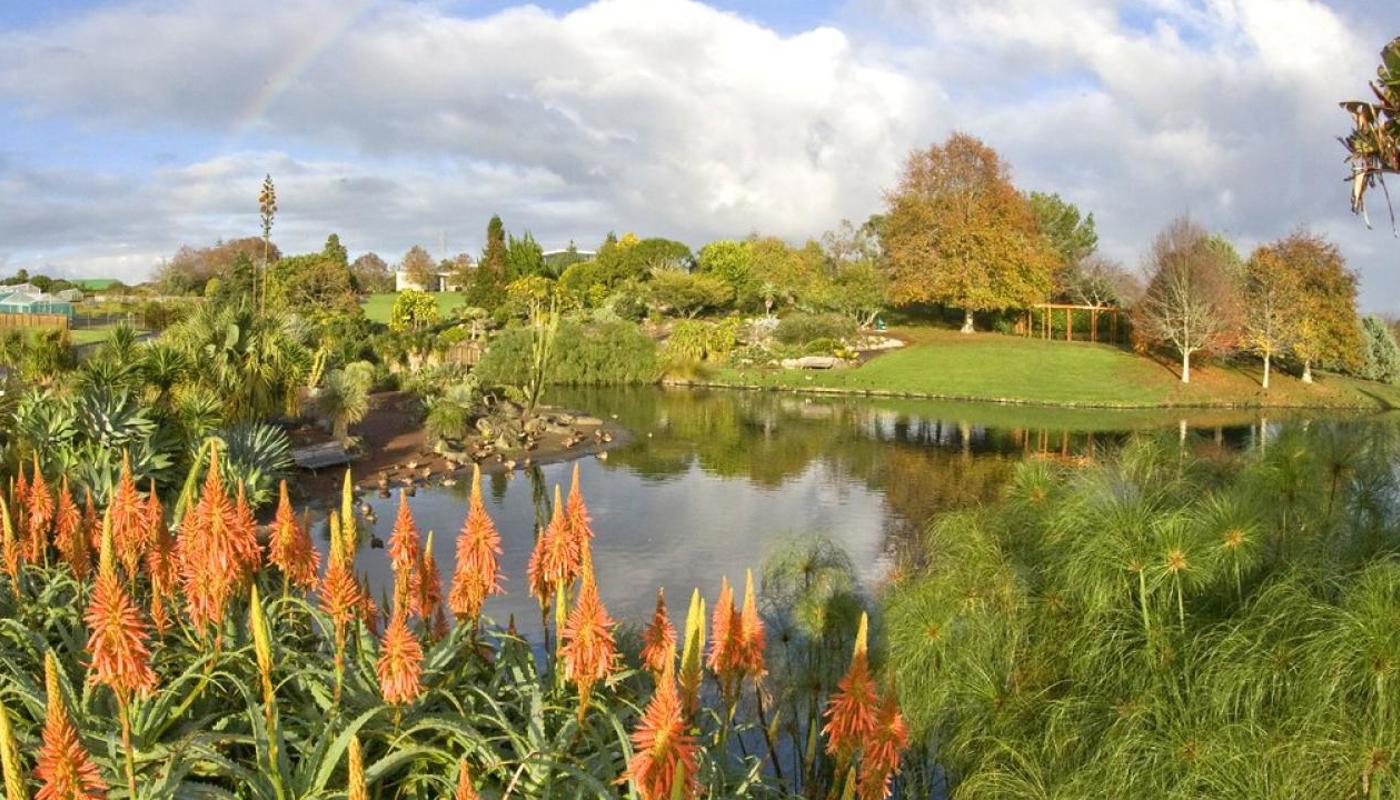 Auckland Botanic Gardens Upper Lake in the Autumn.