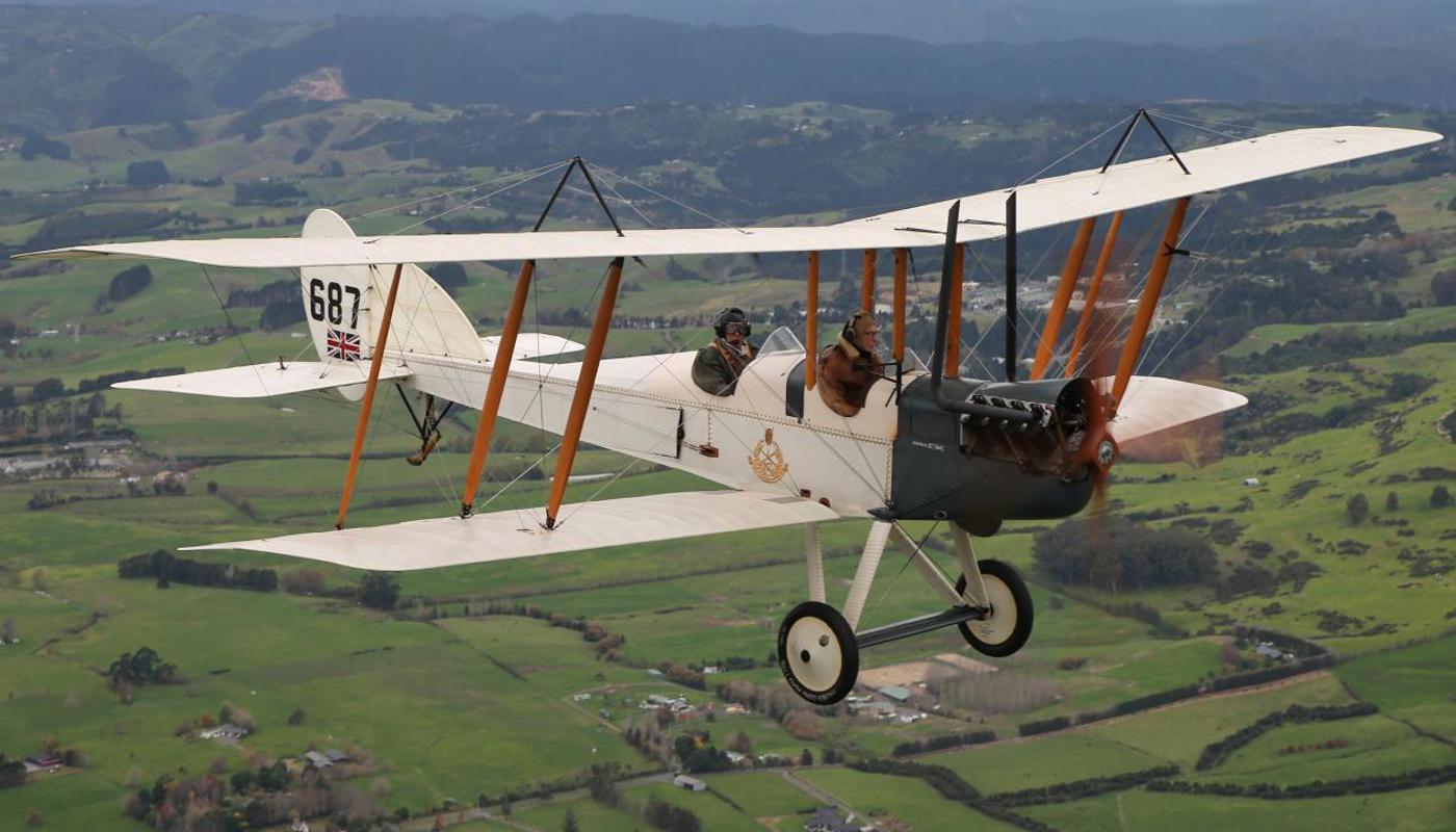 This aircraft is a faithful reproduction of an First World War era Royal Aircraft Factory B.E.2.