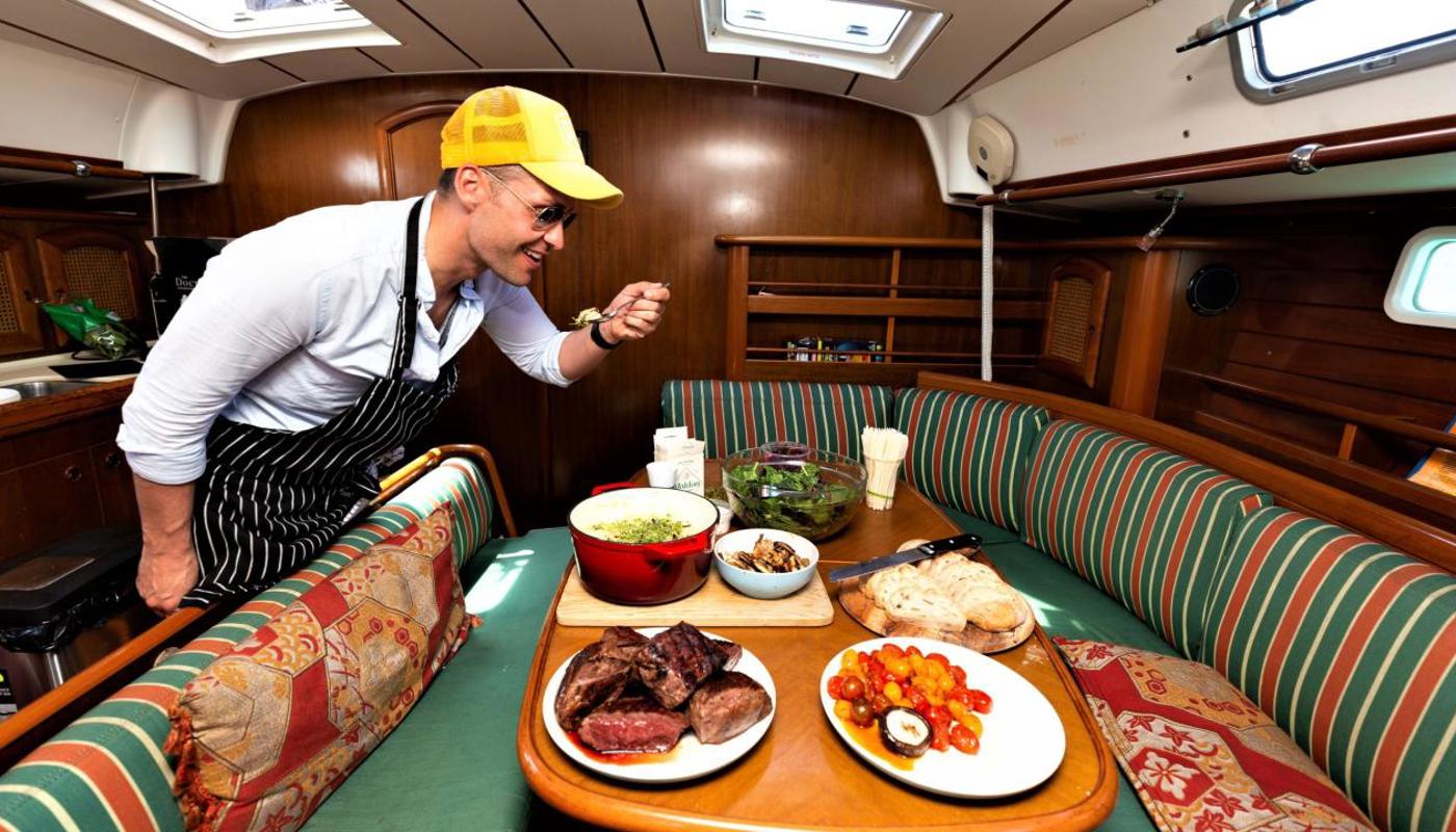 Gourmet Lunch by our very own Master chef. Served in the outside cockpit seating or below.