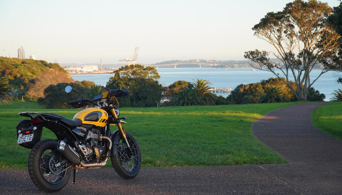 Triumph Scrambler 400 XC available for self-guided motorcycle hire from Auckland, New Zealand.