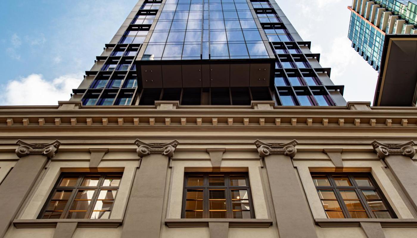 Hotel Indigo Auckland retains its historic charm of its original façade