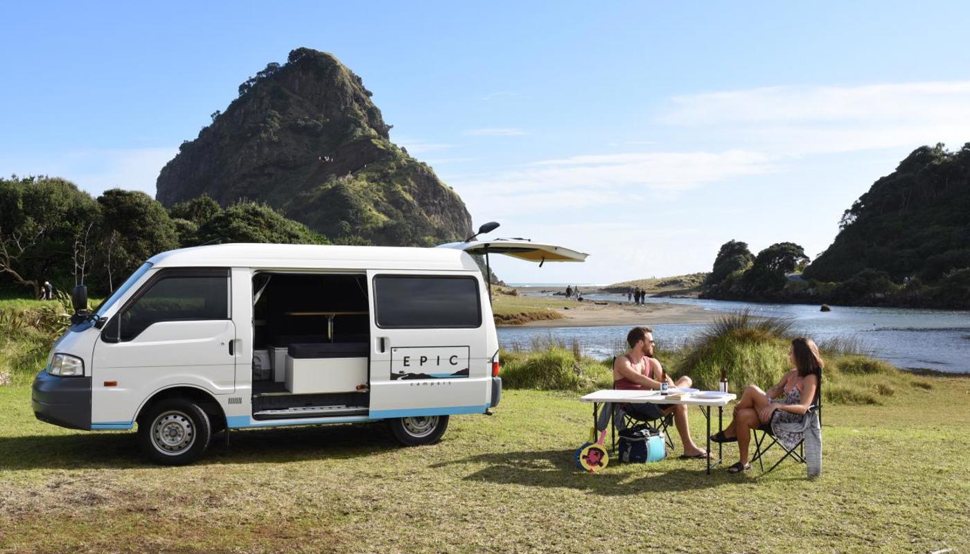 Camvervan set up for camping