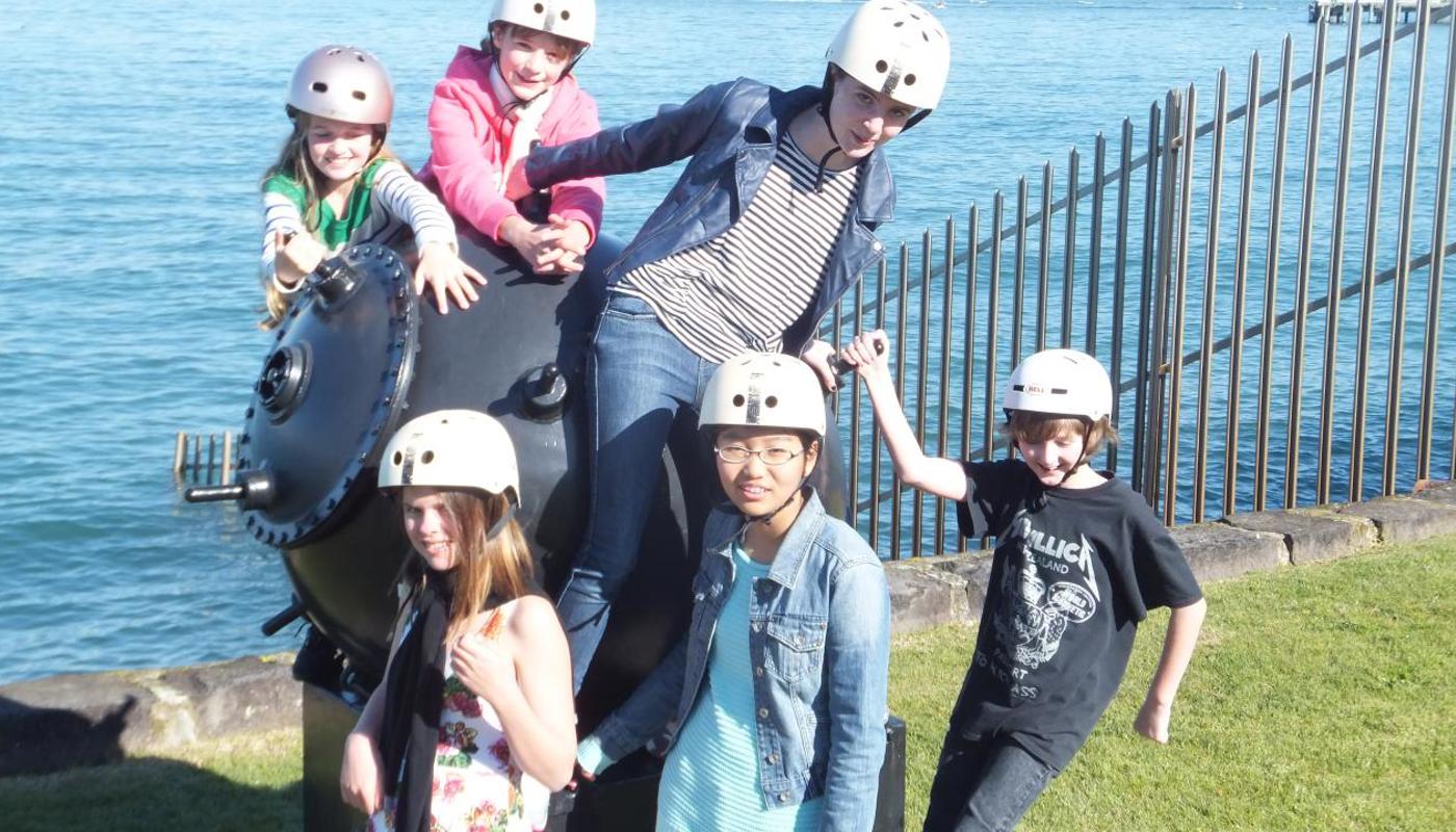 A group of young ones enjoying one of the Gun emplacements on Devonport's Waterfront