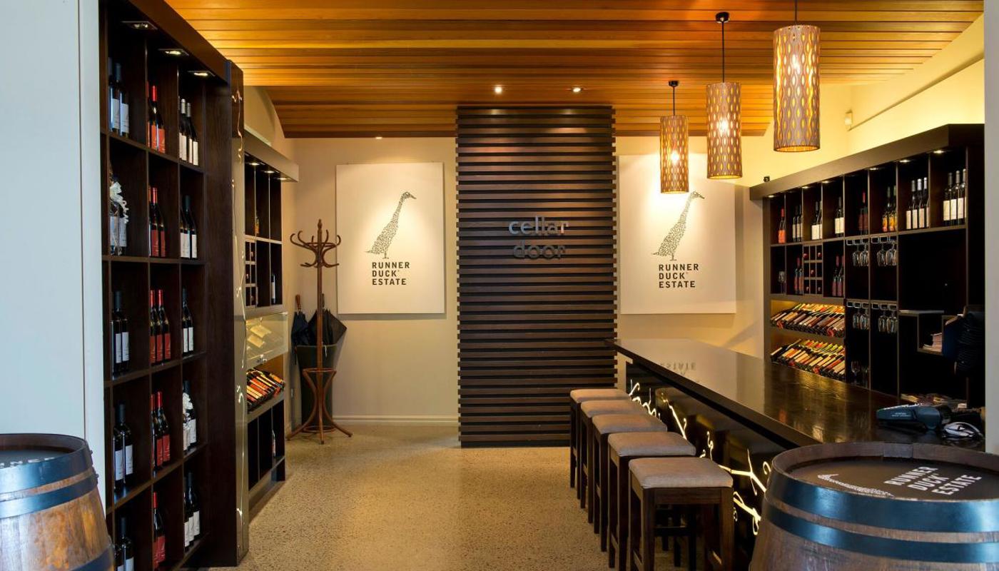 Wine cellar of Runner Duck Estate ltd. Great handmade boutique wines.