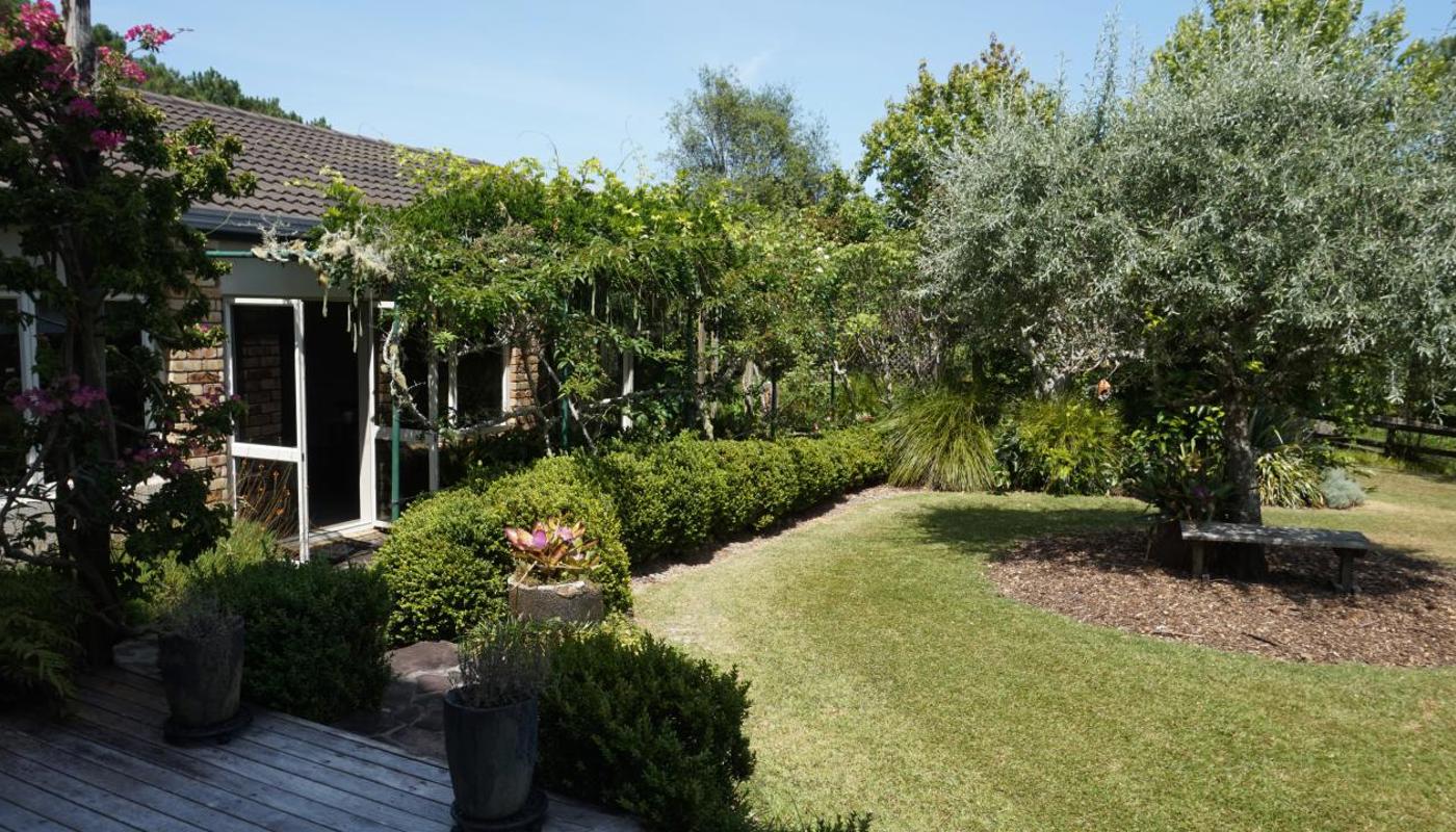 The garden outside the lounge and master bedroom