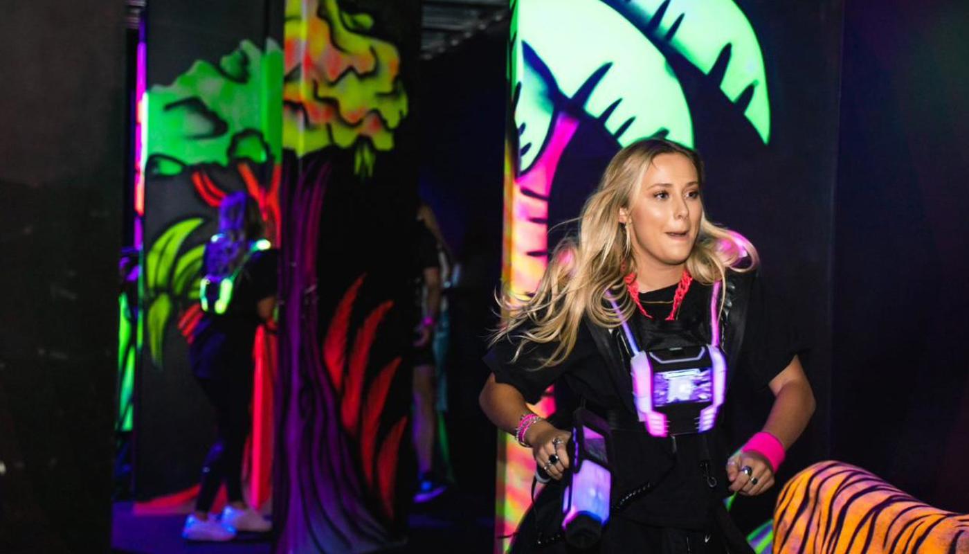 Our Safari themed laser tag is fun for both adults and kids.