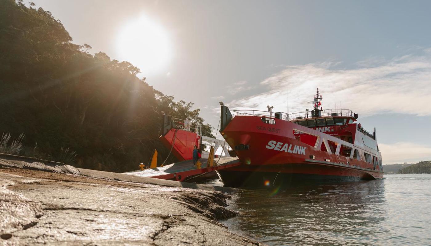 SeaQuest parked at Waiheke Island.