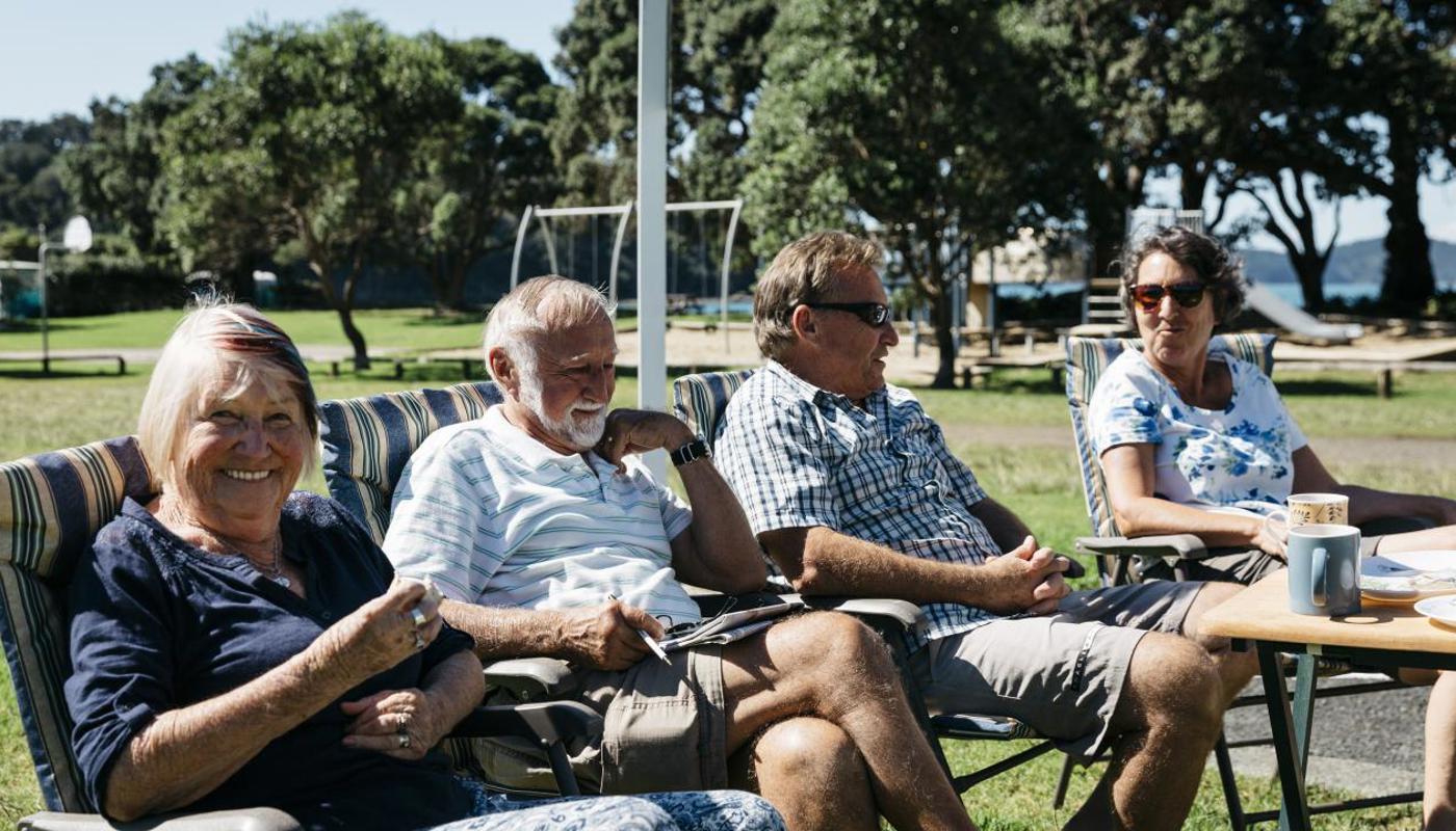 Relaxing with friends at Martins Bay