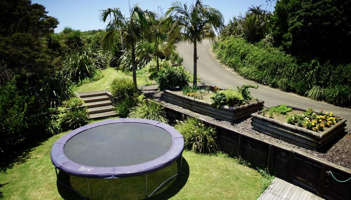 The garden with trampoline