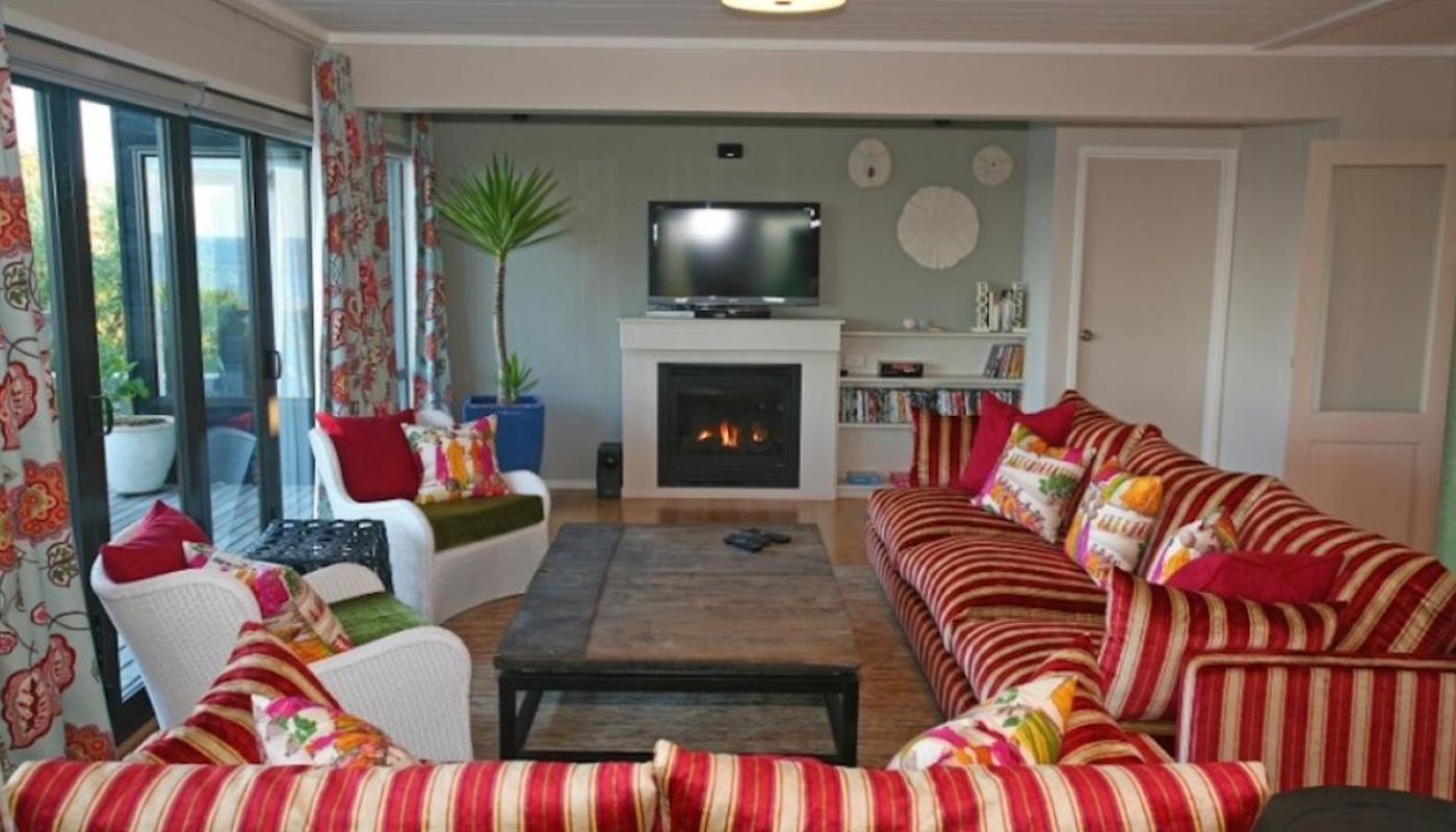 Living area with fireplace