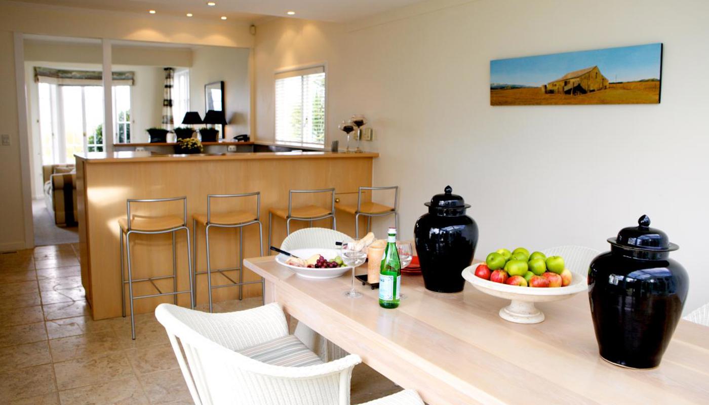 Inside this well-appointed vacation rental, guests relax in total luxury.