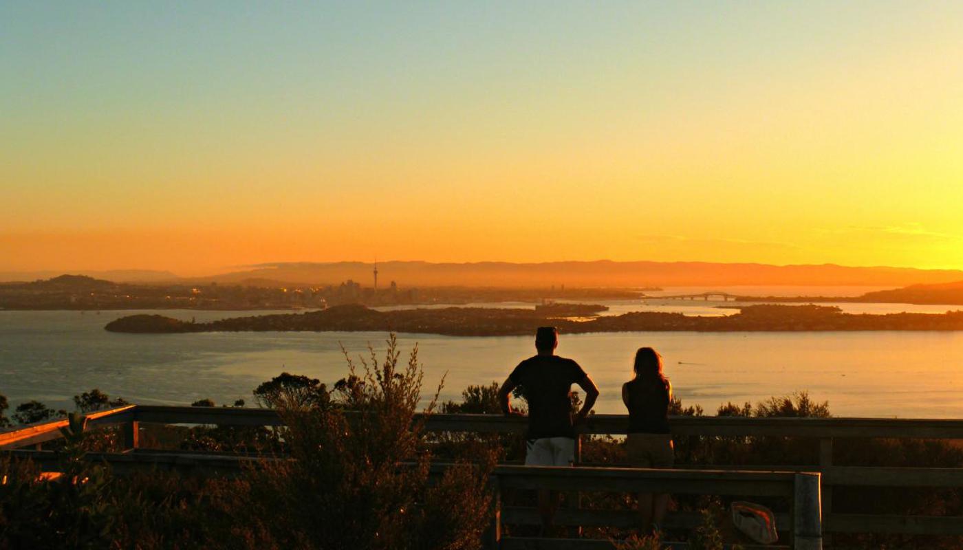 Auckland Sunset seen from Rangitoto summit