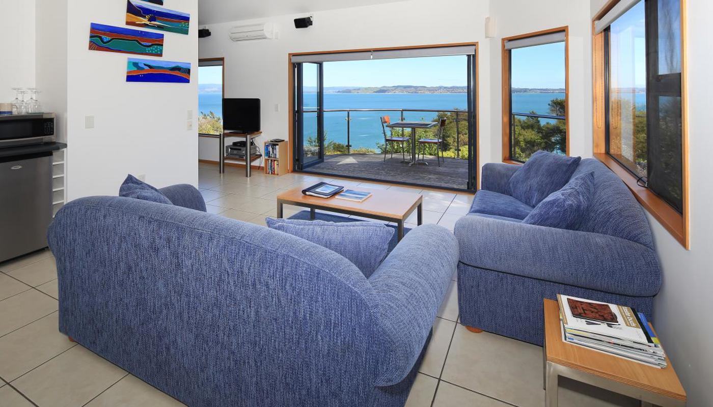 Crosstrees Chalet - View over the ocean from the lounge.
