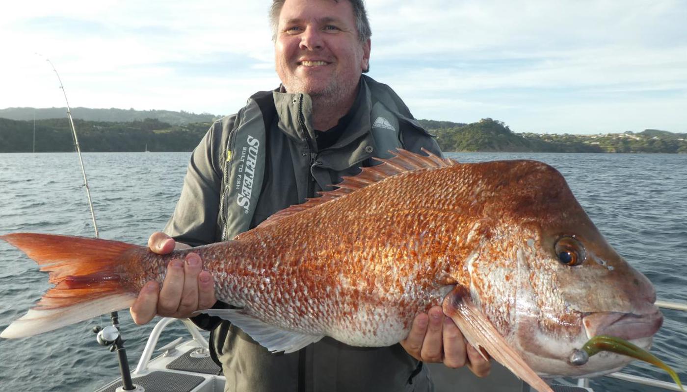 Nice snapper! Caught on a softbait lure