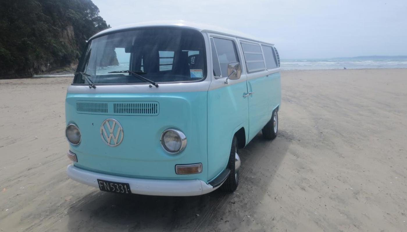 VW 69 Westaflia Tintop Kombi at Orewa Beach NZ