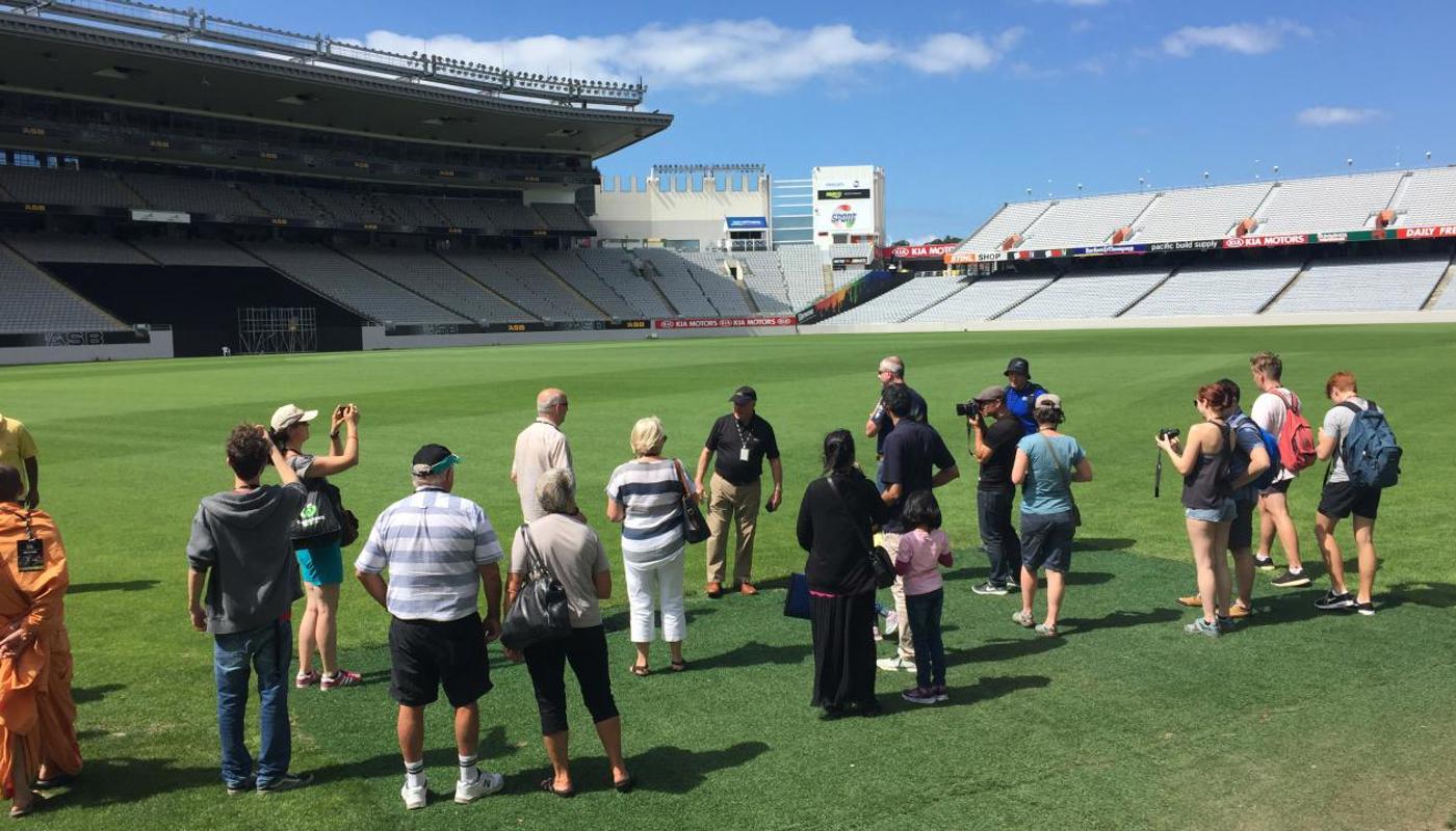 Tour guests on the hallowed turf