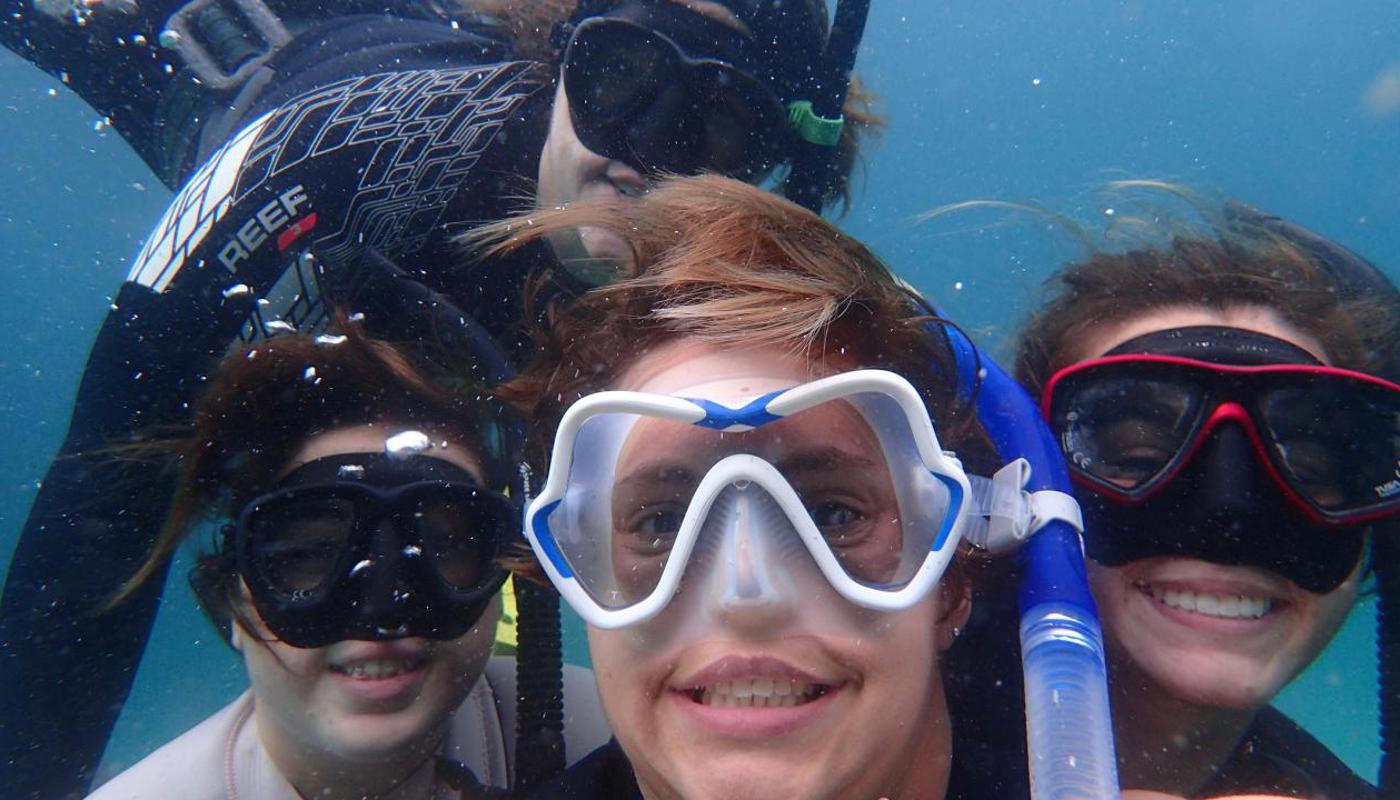 Underwater picture of snorkellers.