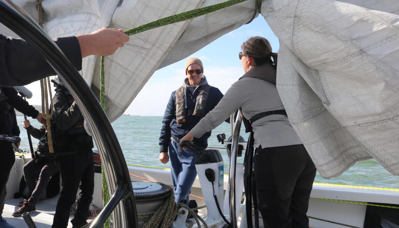 Passenger chatting to Skipper.