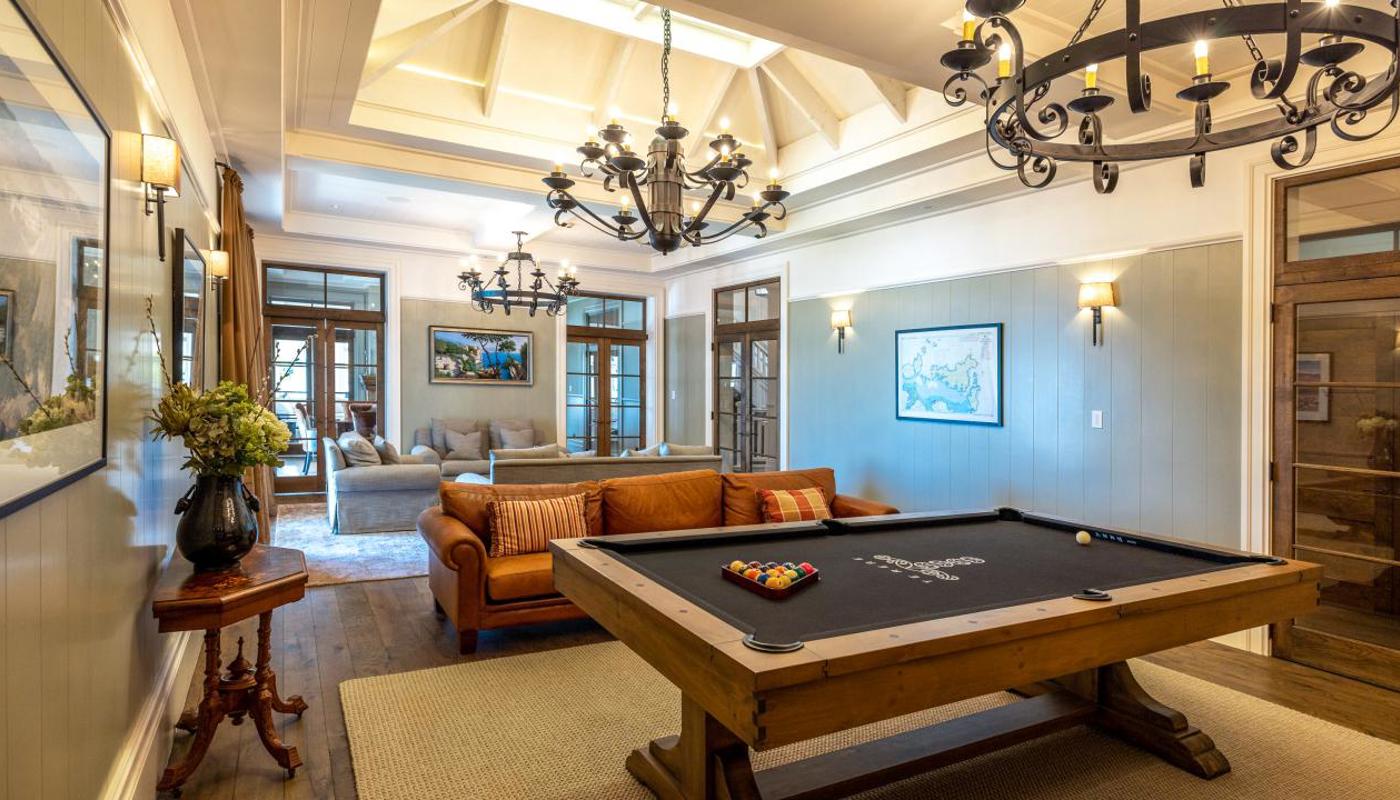 A large billiards room. The perfect place to unwind with a whiskey at the end of a long day.