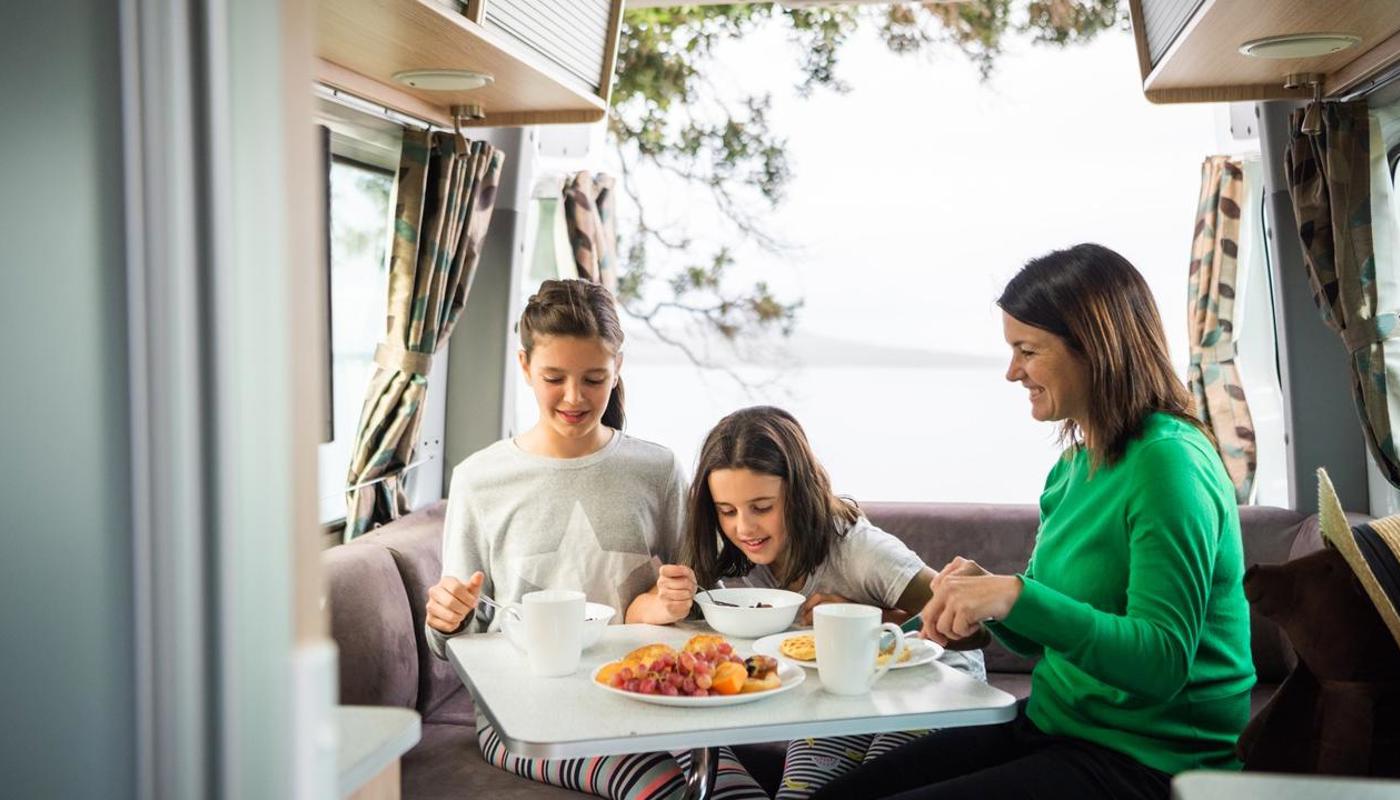Family lunch in the camper